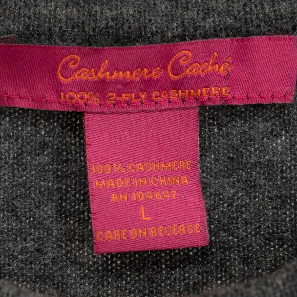 Cashmere Cache short sleeve 100% Cashmere Argyle cardigan sweater top L - Picture 2 of 3